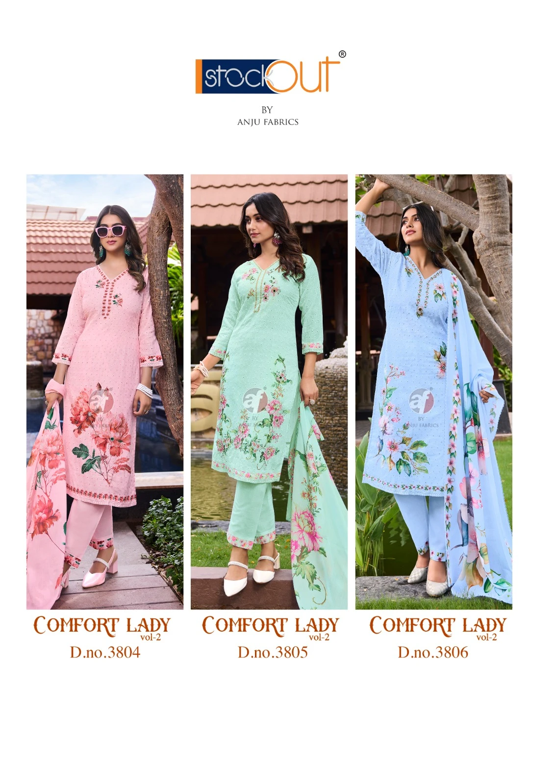 Anju Fabric Comfort Lady Vol 2 Cotton Wholesale Readymade Salwar Suit Catalog — Wholesale Salwar Suits, Anju fabric wholesale from Surat — view 7